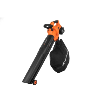 Aspirator/suflător de frunze 2x20V, 2x4.0 Ah, viteză de aer 200km/h, mulcire 8:1, sac de 45 litri