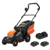 Mașină de tuns iarba fără fir 2x20 V, 2x2,5 Ah, 34 cm, recipient pentru iarbă de 35 litri
